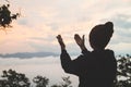 Man hands praying to god, Man Pray for god blessing to wishing h Royalty Free Stock Photo