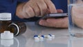 Man Search Online Pills Prescription Using Cellphone