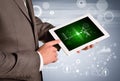Man hands using tablet pc. Image of business Royalty Free Stock Photo
