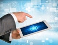 Man hands using tablet pc. Image of business Royalty Free Stock Photo