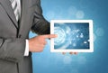 Man hands using tablet pc. Image of business Royalty Free Stock Photo