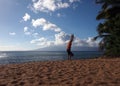 Man Handstands on Beach on Maui Royalty Free Stock Photo