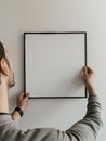 Man hanging picture frame mockup Royalty Free Stock Photo