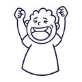 Man with happy emotion. Happy smiling emoji avatar. Portrait of a jubilant person. Cartoon style.