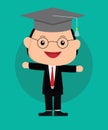 Man happy graduation with black hat and glasses