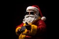 man smile santa mobile holiday claus phone year merry christmas smartphone. Generative AI.