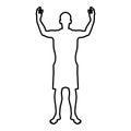 Man happy meet anyone silhouette Meeting joy concept front view icon black color illustration outline