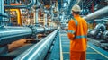 Man in Hard Hat Working on Pipes Royalty Free Stock Photo