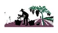 Man Harvesting Grapes Vineyard Scene, vector design Generative AI Royalty Free Stock Photo