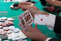 Man has ace up his sleeve playing poker Royalty Free Stock Photo