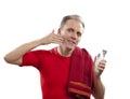 Man has a shave with the razor Royalty Free Stock Photo