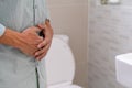 The man has a stomachache. Men have prostatitis or intestinal infection Royalty Free Stock Photo