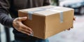 Man has unpacked a delivered package , concept of Parcels Royalty Free Stock Photo
