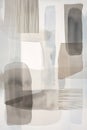 man hat draped transparent cloth light paper cutouts plain color glass vase thick layers rhythms grid arrangement lithograph fig