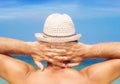 Man with a hat enjoying the sea Royalty Free Stock Photo