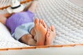 Man in hat in a hammock on a summer day Royalty Free Stock Photo