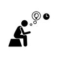 Man have idea seating icon. Simple pictogram of human with idea icons for ui and ux, website or mobile application