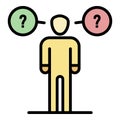 Man haves questions icon color outline vector