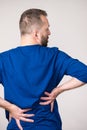 Man having back loins pain ache