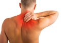 Man having back and shoulder pain Royalty Free Stock Photo