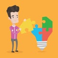 Man having business idea vector illustration. Royalty Free Stock Photo