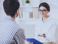 Man Having Conversation with his Psychotherapist Royalty Free Stock Photo