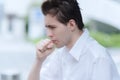 Man is having a cough caused by pollen allergy Royalty Free Stock Photo