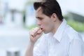 Man is having a cough caused by pollen allergy Royalty Free Stock Photo