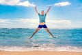 Man having fun at the beach Royalty Free Stock Photo