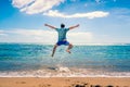 Man having fun at the beach Royalty Free Stock Photo