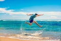 Man having fun at the beach Royalty Free Stock Photo