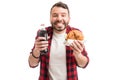 Man Having Fun During Fast Food Party Royalty Free Stock Photo