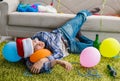 Man having hangover after christmas party Royalty Free Stock Photo