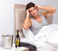 Man having hangover after night party Royalty Free Stock Photo