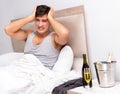 Man having hangover after night party Royalty Free Stock Photo