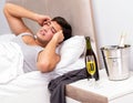 Man having hangover after night party Royalty Free Stock Photo