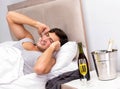 Man having hangover after night party Royalty Free Stock Photo