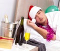 Man having hangover after night party Royalty Free Stock Photo