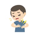 Man Having A Heart Attack With Chest Pain Cartoon, Vector Illustration.