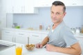 Man having his breakfast Royalty Free Stock Photo