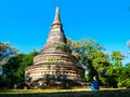 Man having meditation at Wat Umong Suan Phutthatham, Chiang Mai, Thailand.