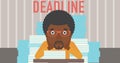 Man having problem with deadline.