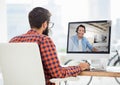 Man having video call with his colleague Royalty Free Stock Photo