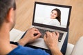 Man having a videochat with woman Royalty Free Stock Photo