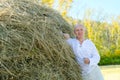 Man by haystack Royalty Free Stock Photo