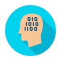 Man Head Binary Code Circle Icon