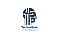 Man Head and Chip Techno Brain Multimedia Logo