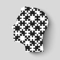 Man head made puzzle pieces. Strategy, chess Royalty Free Stock Photo