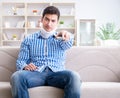 Man with a head neck spine trauma wearing a neck brace cervical Royalty Free Stock Photo