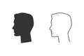Man head silhouette line icon set. Vector illustration Royalty Free Stock Photo